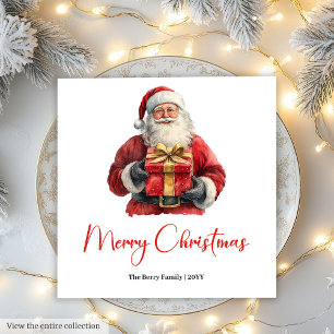 Merry Santa Claus Rustic Custom Editable Napkins