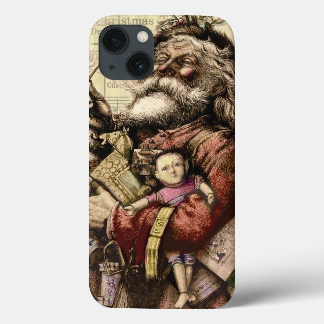 Merry Santa Claus Tree Classic Illustration Case-Mate iPhone Case (Back)