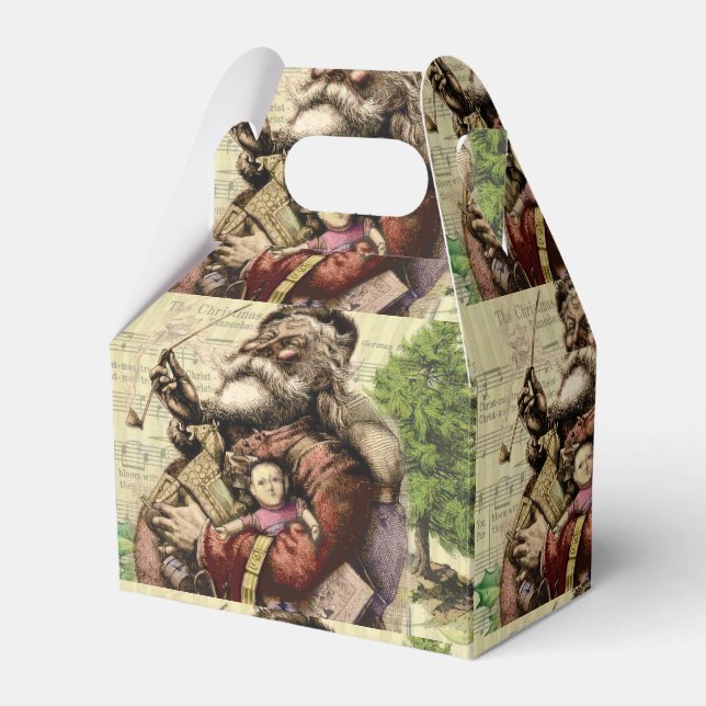 Merry Santa Claus Tree Classic Illustration Favor Box (Front Side)