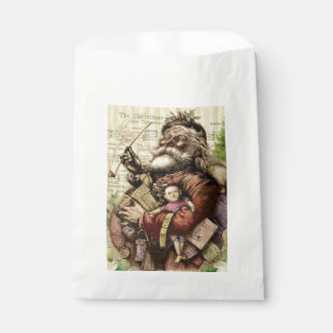 Merry Santa Claus Tree Classic Illustration Favour Bag