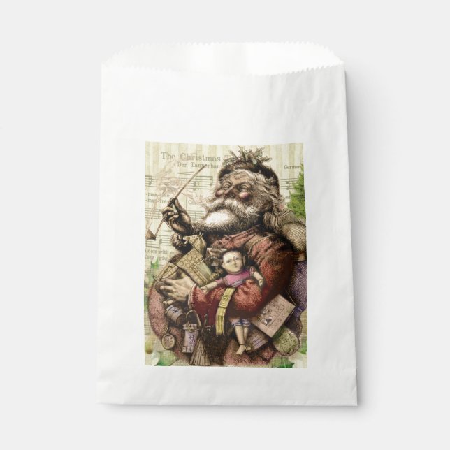 Merry Santa Claus Tree Classic Illustration Favour Bag (Front)