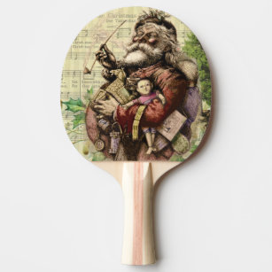 Merry Santa Claus Tree Classic Illustration Ping Pong Paddle