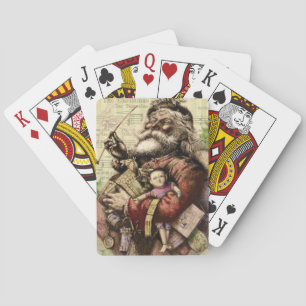 Merry Santa Claus Tree Classic Illustration Playing Cards