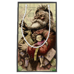 Merry Santa Claus Tree Classic Illustration Small Gift Bag