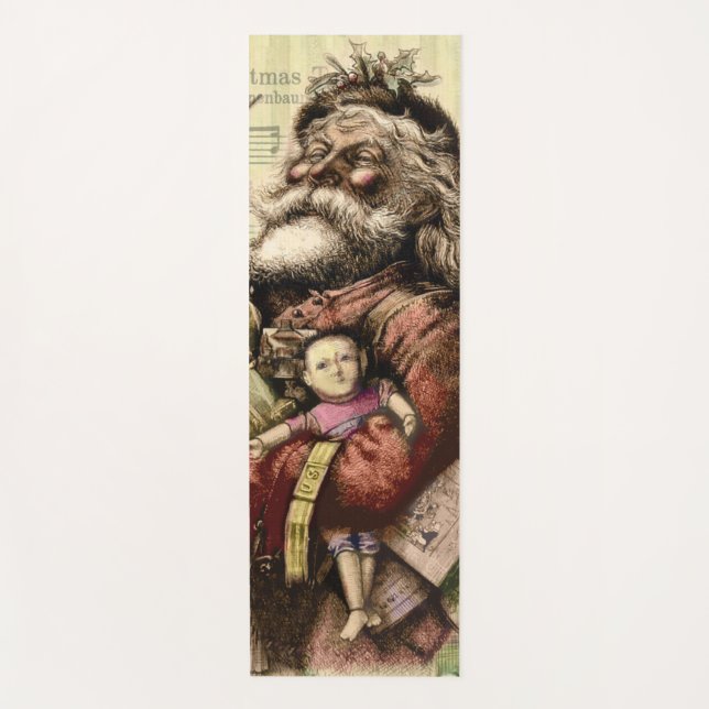 Merry Santa Claus Tree Classic Illustration Yoga Mat (Front)
