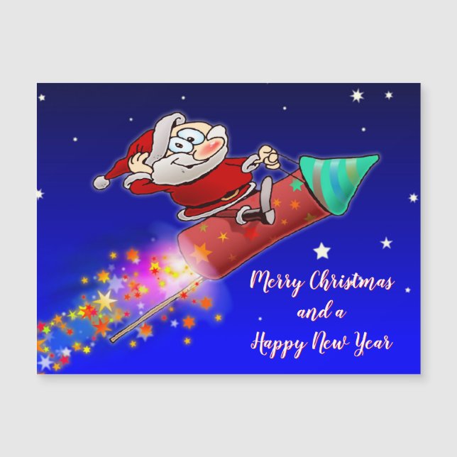 Merry Santa Riding A New Years Rocket (Front)