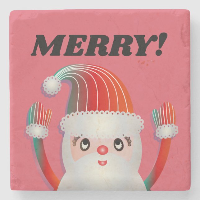 MERRY! SANTA  STONE COASTERS (Front)