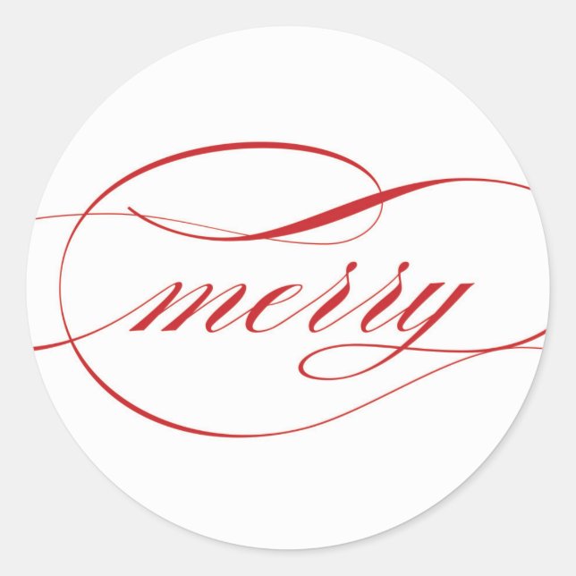Merry Script Classic Round Sticker (Front)