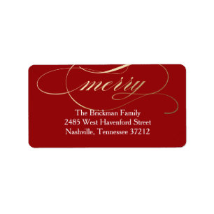 Merry Script Faux Foil Return Address Label