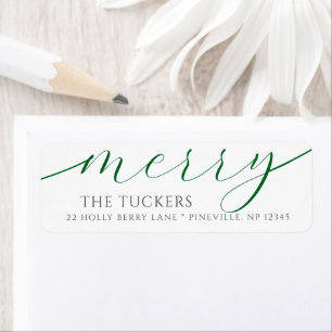 MERRY Script Festive Green Christmas Address