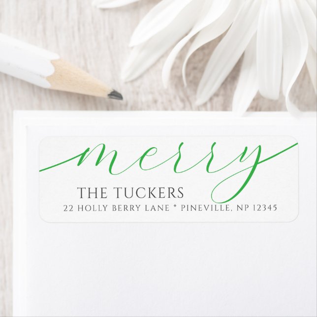 MERRY Script Festive Green Christmas Adresse (En situation)