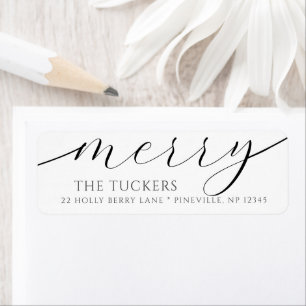 MERRY Script Modern Christmas Return Address