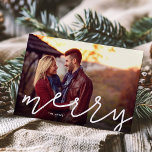 Merry Script Photo Overlay Holiday Card<br><div class="desc">Affordable custom printed holiday photo cards with simple templates for customization. The front side features "merry" greeting in a modern hand-lettered style script overlay on your full bleed photo. Use the design tools to edit fonts and colours or upload more photos to create a unique one of a kind holiday...</div>