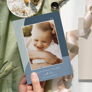 Merry Shades Vertical Photo Silver Foil Holiday Card
