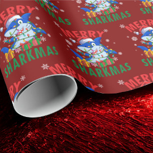 Merry Sharkmas Santa Shark Lover Christmas Wrapping Paper