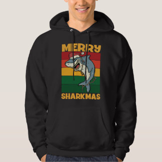Merry Sharkmas Secret Santa Shark Christmas Lights Hoodie