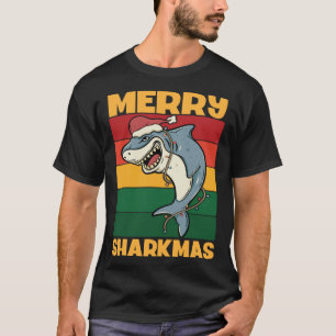 Merry Sharkmas Secret Santa Shark Christmas Lights T-Shirt