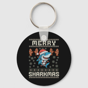 Merry Sharkmas Shark Christmas Ugly Xmas Kids Shar Keychain