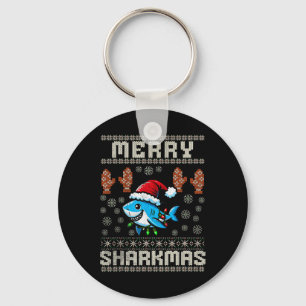 Merry Sharkmas Shark Christmas Ugly Xmas Kids Shar Keychain