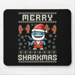 Merry Sharkmas Shark Christmas Ugly Xmas Kids Shar Mouse Pad