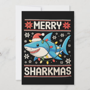 Merry Sharkmas Shark Christmas Ugly Xmas Lights Holiday Card