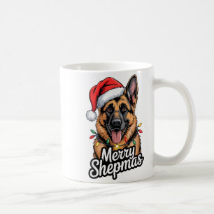 Merry Shepmas German Shepherd Christmas Lights Hum Coffee Mug