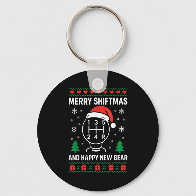 Merry Shiftmas And Happy New Manual Driver Christm Keychain (Front)