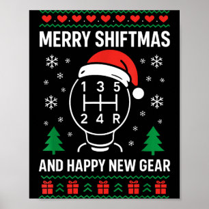 Merry Shiftmas And Happy New Manual Driver Christm Poster