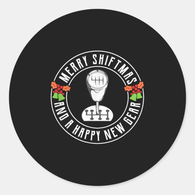 Merry Shiftmas Manual Transmission Christmas Theme Classic Round Sticker (Front)