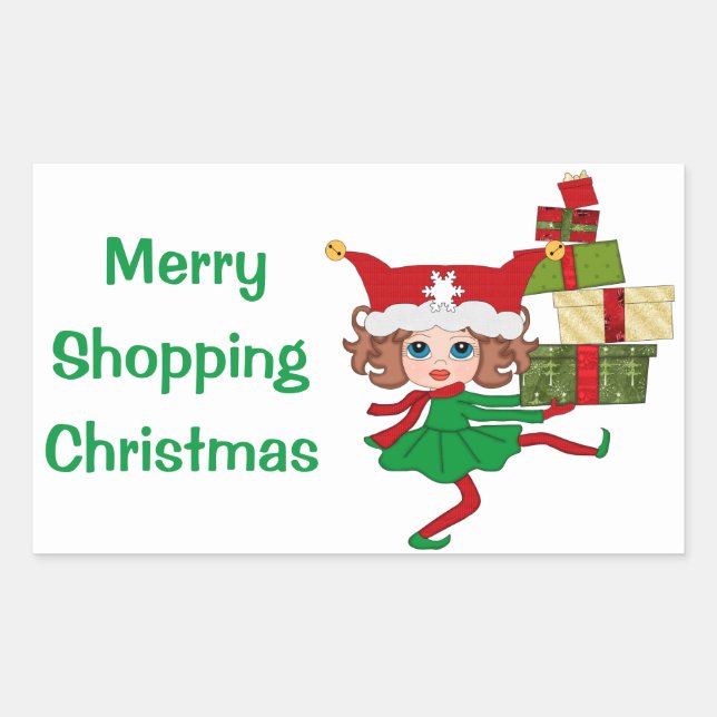Merry Shopping Christmas Sticker (Front)