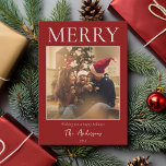 Merry Simple Modern Minimal Photo Holiday Card<br><div class="desc">Create your own personalized holiday cards this festive season. Simply add your favourite family photo to this Christmas card template.</div>