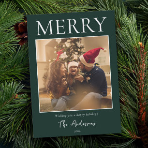Merry Simple Modern Minimal Photo Holiday Card