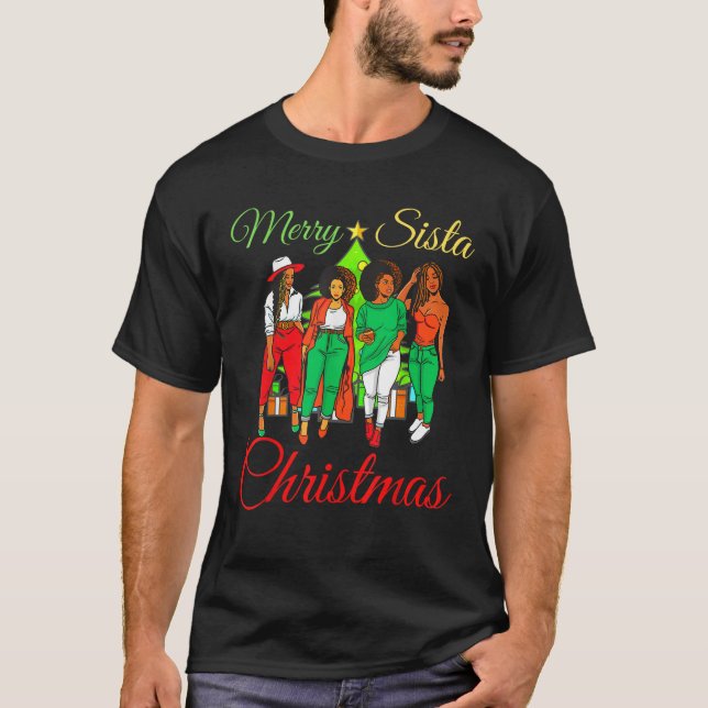 Merry Sista Christmas Melanin Ugly Xmas Sweater Be (Front)