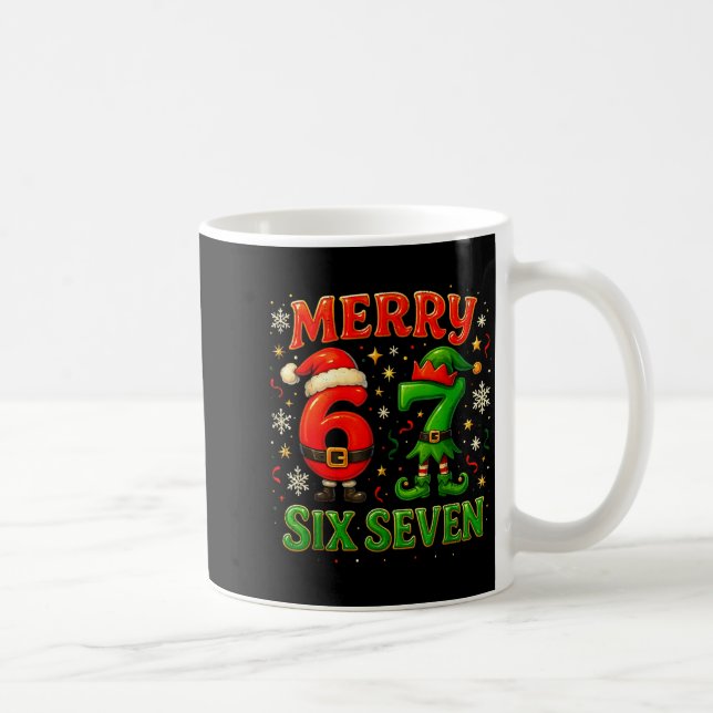 Merry Six Seven Funny Meme 67 Christmas Couple Des Coffee Mug (Right)
