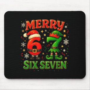 Merry Six Seven Funny Meme 67 Christmas Couple Des Mouse Pad