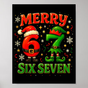 Merry Six Seven Funny Meme 67 Christmas Couple Des Poster