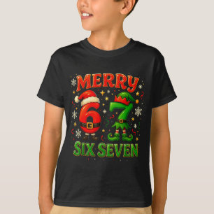 Merry Six Seven Funny Meme 67 Christmas Couple Des T-Shirt