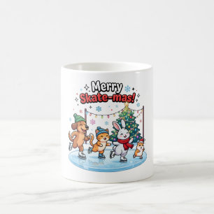 Merry Skate-mas Cute Christmas Ice Skating Animals Coffee Mug