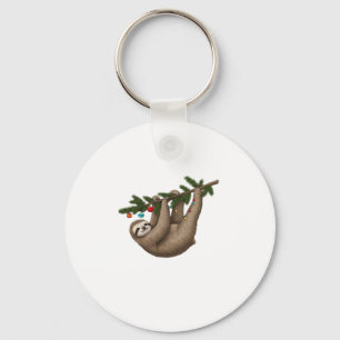 Merry Sloth on Christmas Tree Branch with Ornament Keychain
