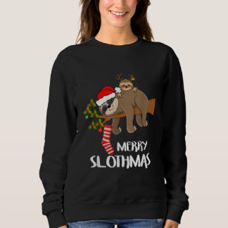 Merry Sloth Santa Hat Lovers Christmas Sweatshirt