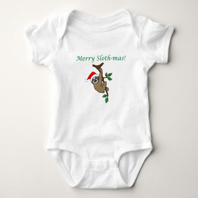 Merry Slothmas 3/4 sleeve raglan tee (Front)