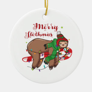 Merry Slothmas Ceramic Ornament
