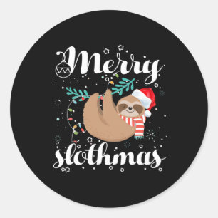 Merry Slothmas Christmas Pajama For Sloth Lovers Classic Round Sticker