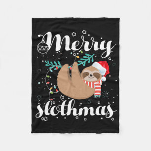 Merry Slothmas Christmas Pajama For Sloth Lovers Fleece Blanket