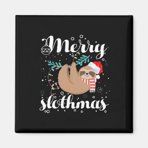 Merry Slothmas Christmas Pajama For Sloth Lovers Magnet