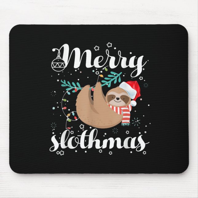 Merry Slothmas Christmas Pajama For Sloth Lovers  Mouse Pad (Front)