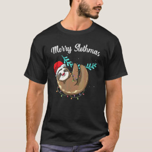 Merry Slothmas Christmas Sloth Pajama Fun Xmas T-Shirt