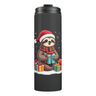 Merry Slothmas cute Christmas sloth Santa hat Xmas Thermal Tumbler