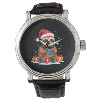 Merry Slothmas cute Christmas sloth Santa hat Xmas Watch