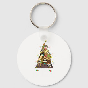 Merry Slothmas Cute Xmas Sloth Santa Hat Christmas Keychain